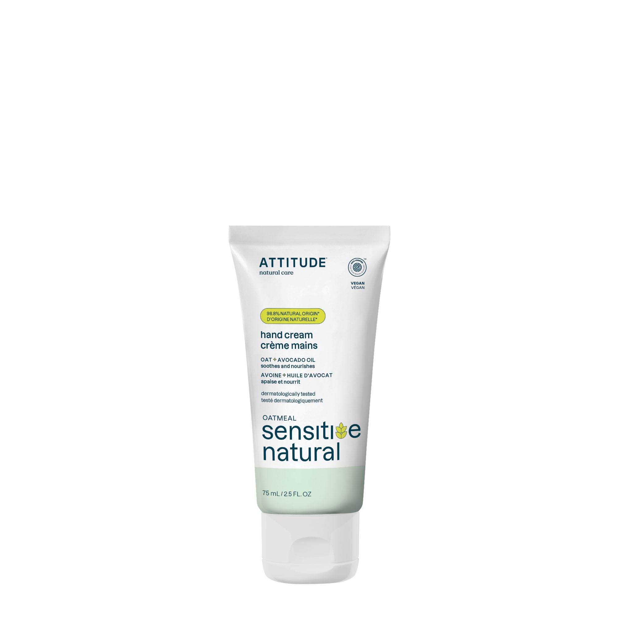 ATTITUDE Nourishing Hand Cream for Dry & Sensitive Skin, Dermatologist-tested & Hypoallergenic, EWG Verified, Vegan & Cruelty-free Hand Moisturizer, Avocado Oil, 2.5 Fl. Oz.